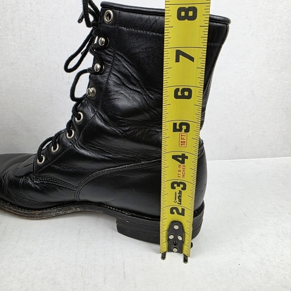 Justin Boots Black Combat Moto Boots Lace-Up Sz 6.5 - Picture 7 of 10